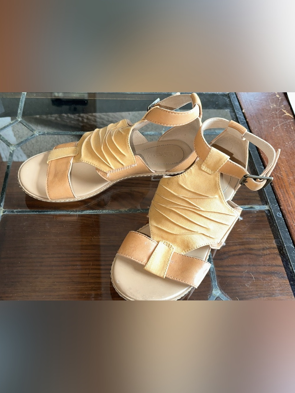 Timberland Women's Tan Ruched Ankle-Strap Sandals